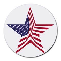 A Star With An American Flag Pattern Round Mousepads by Nexatart