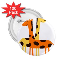 Giraffe Africa Safari Wildlife 2 25  Buttons (100 Pack)  by Nexatart