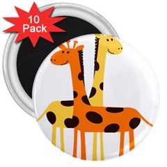 Giraffe Africa Safari Wildlife 3  Magnets (10 Pack)  by Nexatart