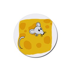 Rat Mouse Cheese Animal Mammal Rubber Coaster (round)  by Nexatart