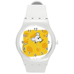 Rat Mouse Cheese Animal Mammal Round Plastic Sport Watch (m) by Nexatart