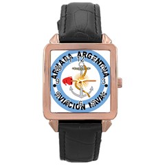 Argentine Naval Aviation Patch Rose Gold Leather Watch  by abbeyz71