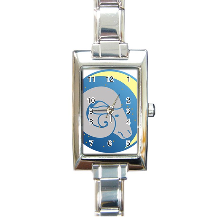 Ram Zodiac Sign Zodiac Moon Star Rectangle Italian Charm Watch