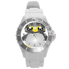 Cute Penguin Animal Round Plastic Sport Watch (l) by Nexatart