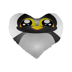 Cute Penguin Animal Standard 16  Premium Flano Heart Shape Cushions by Nexatart