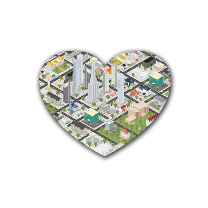 Simple Map Of The City Rubber Coaster (Heart) 