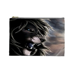 Angry Lion Digital Art Hd Cosmetic Bag (large)  by Nexatart