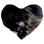 Angry Lion Digital Art Hd Large 19  Premium Heart Shape Cushions Back