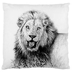 Lion Wildlife Art And Illustration Pencil Large Flano Cushion Case (one Side) by Nexatart