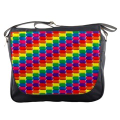 Rainbow 3d Cubes Red Orange Messenger Bags