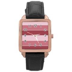 Striped Shapes Wide Stripes Horizontal Geometric Rose Gold Leather Watch 