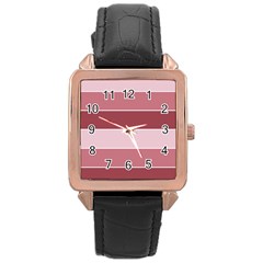 Striped Shapes Wide Stripes Horizontal Geometric Rose Gold Leather Watch  by Nexatart