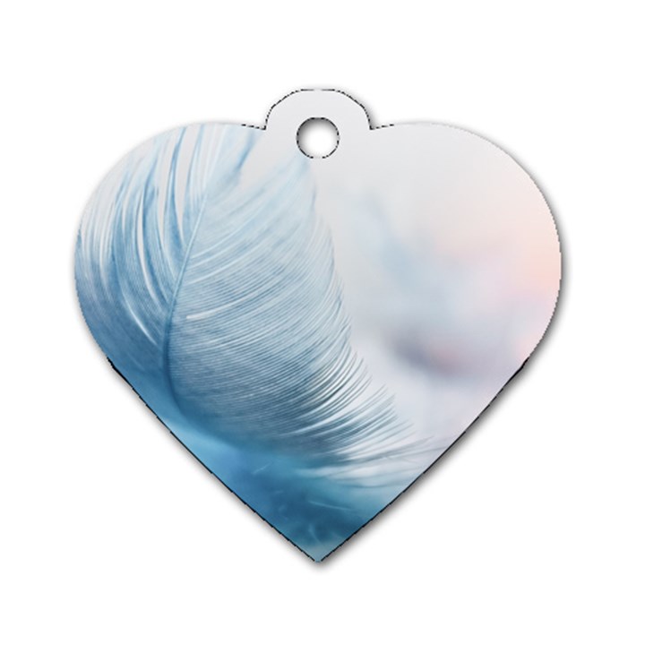 Feather Ease Slightly Blue Airy Dog Tag Heart (Two Sides)