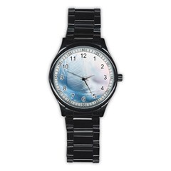 Feather Ease Slightly Blue Airy Stainless Steel Round Watch by Nexatart