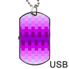 Geometric Cubes Pink Purple Blue Dog Tag Usb Flash (one Side) by Nexatart