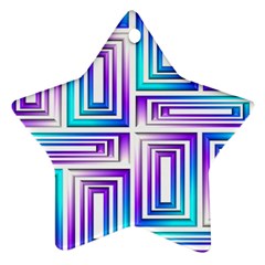 Geometric 3d Metallic Aqua Purple Star Ornament (two Sides) by Nexatart