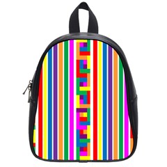Rainbow Geometric Design Spectrum School Bag (small) by Nexatart