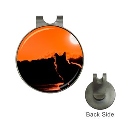 Sunset Cat Shadows Silhouettes Hat Clips With Golf Markers