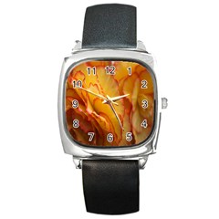 Flowers Leaves Leaf Floral Summer Square Metal Watch by Nexatart