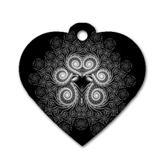 Fractal Filigree Lace Vintage Dog Tag Heart (two Sides)