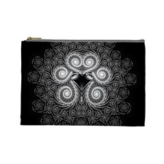 Fractal Filigree Lace Vintage Cosmetic Bag (large) 