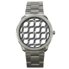 Diagonal Pattern Background Black And White Sport Metal Watch