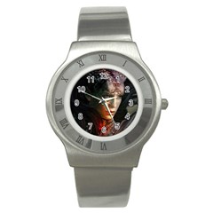 Digital Fantasy Girl Art Stainless Steel Watch by Sapixe