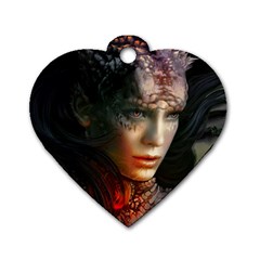 Digital Fantasy Girl Art Dog Tag Heart (two Sides) by Sapixe