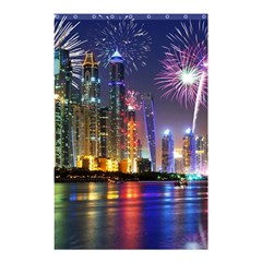 Dubai City At Night Christmas Holidays Fireworks In The Sky Skyscrapers United Arab Emirates Shower Curtain 48  X 72  (small) 