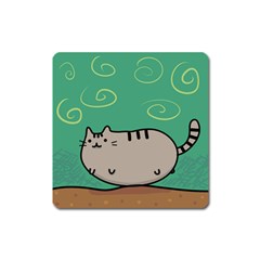 Fat Cat Square Magnet by Sapixe