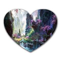 Fantastic World Fantasy Painting Heart Mousepads by Sapixe