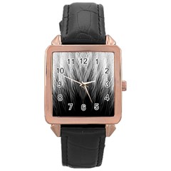 Feather Graphic Design Background Rose Gold Leather Watch 