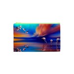 Flamingo Lake Birds In Flight Sunset Orange Sky Red Clouds Reflection In Lake Water Art Cosmetic Bag (XS) Front