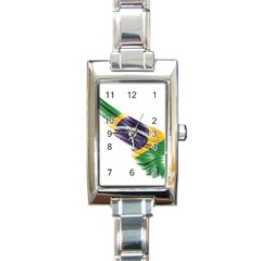 Flag Of Brazil Rectangle Italian Charm Watch by Sapixe