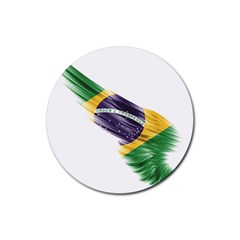 Flag Of Brazil Rubber Round Coaster (4 Pack) 