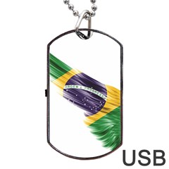 Flag Of Brazil Dog Tag Usb Flash (two Sides) by Sapixe