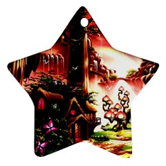 Fantasy Art Story Lodge Girl Rabbits Flowers Ornament (star)