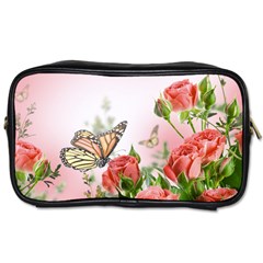 Flora Butterfly Roses Toiletries Bags 2-side by Sapixe