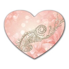 Wonderful Soft Flowers With Floral Elements Heart Mousepads by FantasyWorld7