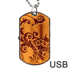 Floral Vintage Dog Tag Usb Flash (one Side)