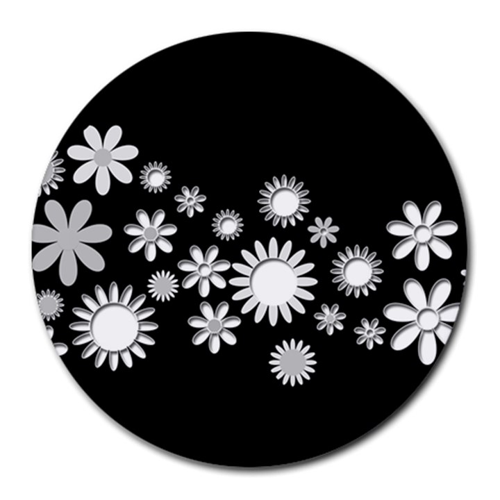 Flower Power Flowers Ornament Round Mousepads