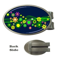 Flower Power Flowers Ornament Money Clips (oval)  by Sapixe