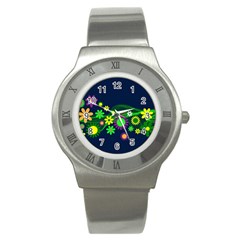 Flower Power Flowers Ornament Stainless Steel Watch by Sapixe