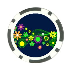 Flower Power Flowers Ornament Poker Chip Card Guard by Sapixe