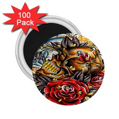 Flower Art Traditional 2 25  Magnets (100 Pack)  by Sapixe