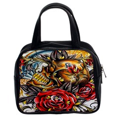 Flower Art Traditional Classic Handbags (2 Sides)