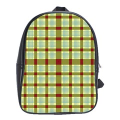 Geometric Tartan Pattern Square School Bag (xl) by Sapixe