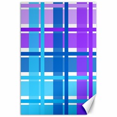 Gingham Pattern Blue Purple Shades Canvas 24  X 36 