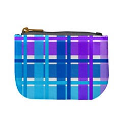 Gingham Pattern Blue Purple Shades Mini Coin Purses