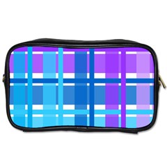 Gingham Pattern Blue Purple Shades Toiletries Bags by Sapixe